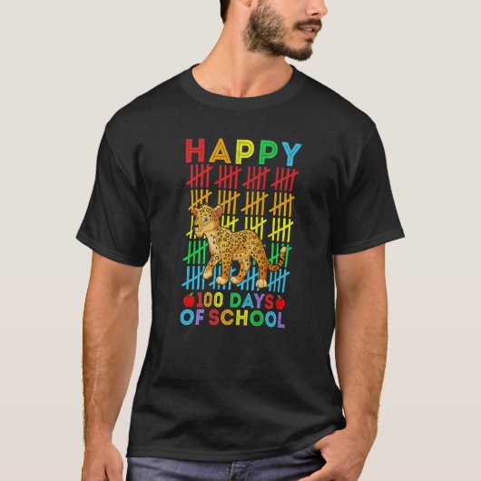 Jaguar Teacher Student Happy 100 Days of School T-shirt (Voorkant)