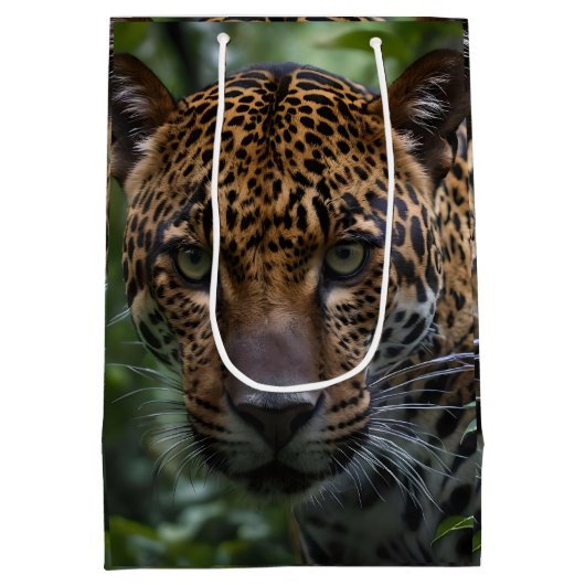 Jaguar van dichtbij in het bos, medium cadeauzakje (Achterkant)
