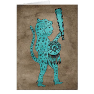 Jaguar Warrior Card (blauw op bruin)