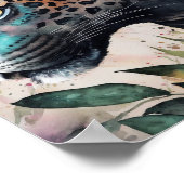 Jaguar Watercolor Bloemenschildering Poster (Hoek)