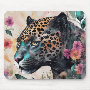 Jaguar Waterverf Bloemenkunst Muismat