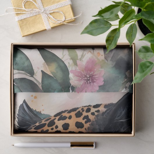 Jaguar Waterverf Bloemenkunst Tissuepapier (Geschenk)