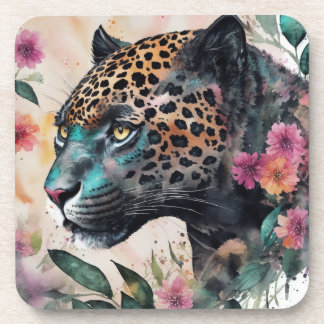 Jaguar Waterverf Floral Art Drankenonderzetter Bier Onderzetter