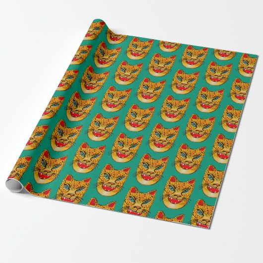 Jaguar Waterverf Pattern Wrapping Paper lachen Cadeaupapier (Uitgerold)