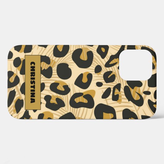 Jaguar Wild Animal Print Persoonlijke naam Case-Mate iPhone Case (Achterkant (horizontaal))