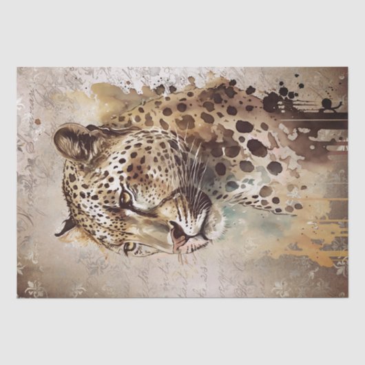 Jaguar Wild Cat Waterverf Tissuepapier (Voorkant)