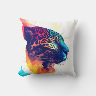 Jaguar Wilde Natuur Dierlijke Kleur Kunst Schilder Kussen
