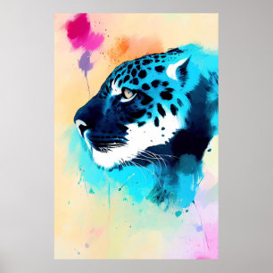 Jaguar Wilde Natuur Dierlijke Kleur Kunst Schilder Poster