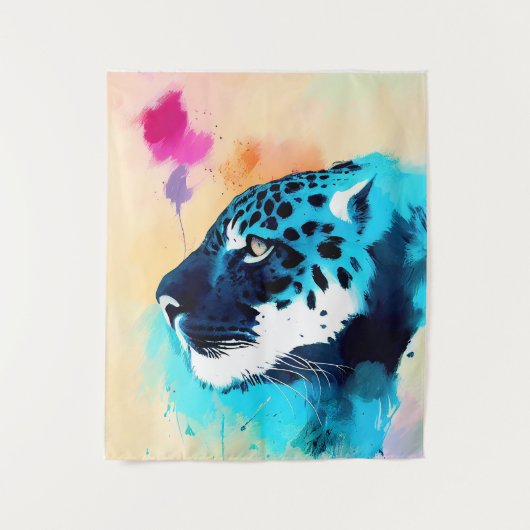 Jaguar Wilde Natuur Dierlijke Kleur Kunst Schilder Wandkleed (Voorkant)