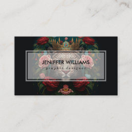 Jaguar with Crown in Flowers Painting              Visitekaartje