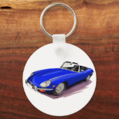 Jaguar XKE Blue Car Sleutelhanger (Voorkant)