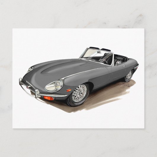 Jaguar XKE Gray Car Briefkaart (Voorkant)
