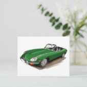 Jaguar XKE Green Car Briefkaart (Staand voorkant)