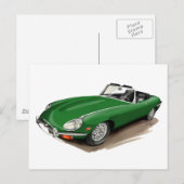 Jaguar XKE Green Car Briefkaart (Voorkant / Achterkant)