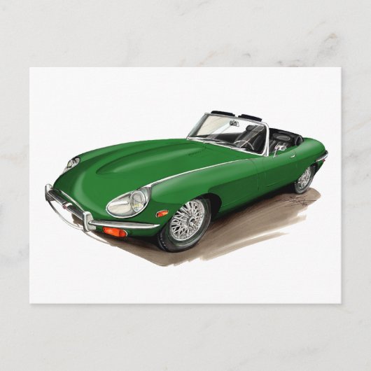 Jaguar XKE Green Car Briefkaart (Voorkant)