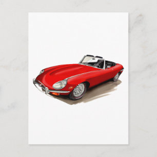Jaguar XKE Red Car Briefkaart
