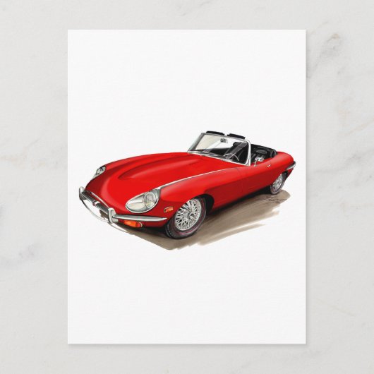 Jaguar XKE Red Car Briefkaart (Voorkant)