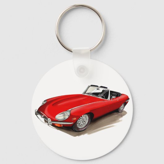 Jaguar XKE Red Car Sleutelhanger (Voorkant)
