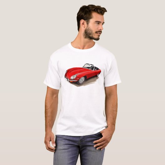 Jaguar XKE Red Car T-shirt (Voorkant volledig)