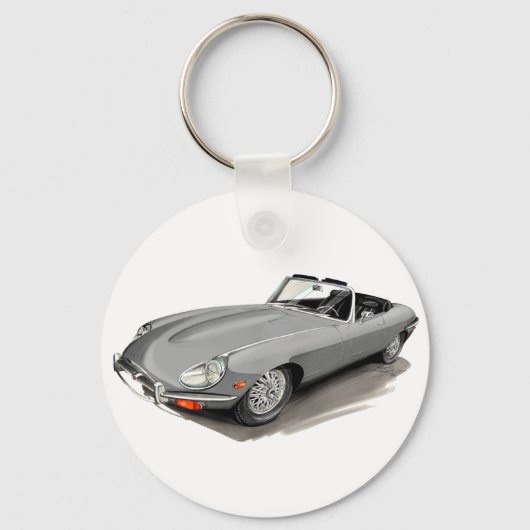 Jaguar XKE Silver Car Sleutelhanger (Voorkant)