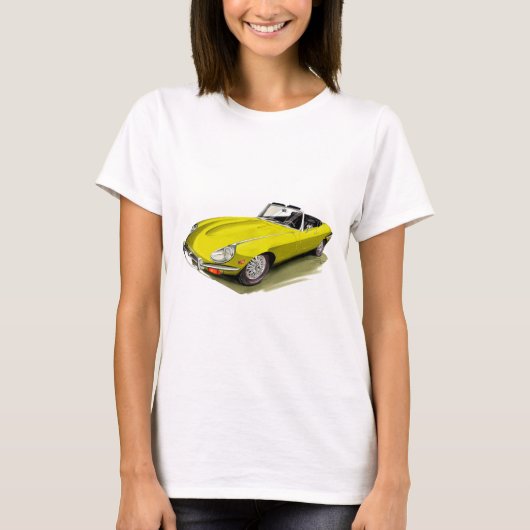 Jaguar XKE Yellow Car T-shirt (Voorkant)