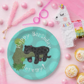 Jaguar zwarte panter gepersonaliseerde cartoon ver papieren bordje (Feest)