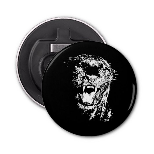 Jaguar - Zwarte Panther Button Flesopener (Voorkant)