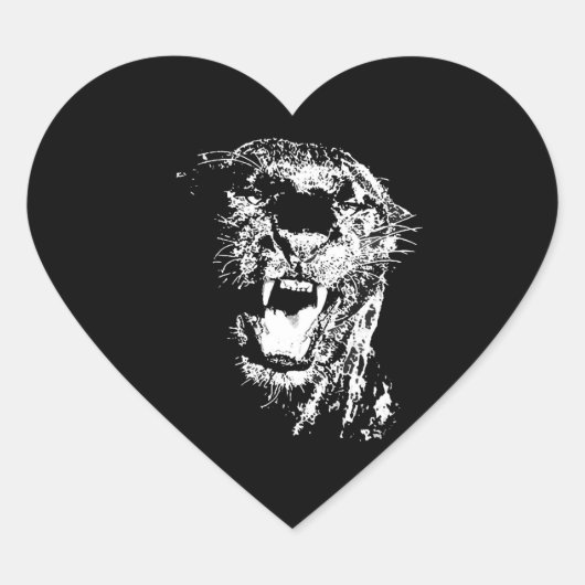 Jaguar - Zwarte Panther Hart Sticker (Voorkant)