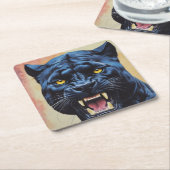 Jaguar - Zwarte Panther Kartonnen Onderzetters (Schuin)