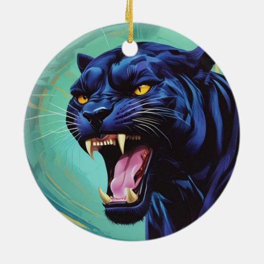 Jaguar - Zwarte Panther Keramisch Ornament (Achterkant)