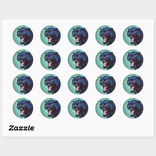 Jaguar - Zwarte Panther Ronde Sticker (Vel)