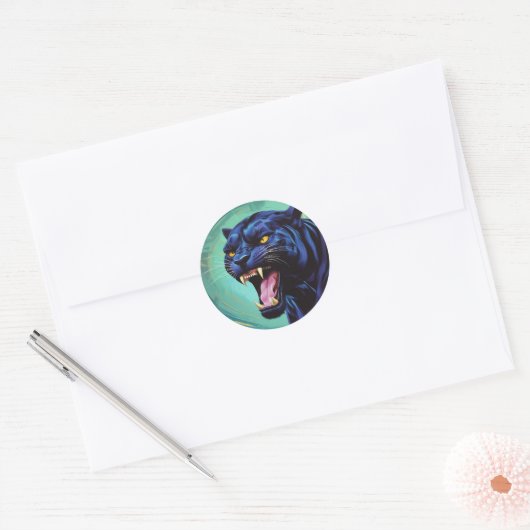 Jaguar - Zwarte Panther Ronde Sticker (Envelop)