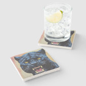 Jaguar - Zwarte Panther Stenen Onderzetter (Zijkant)