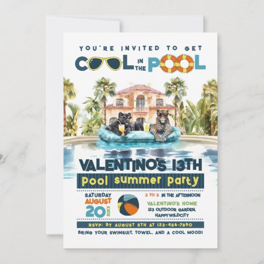 Jaguars Pool Party Kaart (Voorkant)
