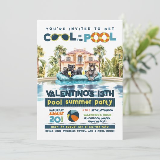 Jaguars Pool Party Kaart (Staand voorkant)