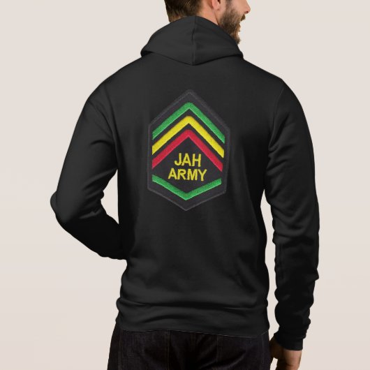 Jah Army Rasta Reggae Roots Zipper Zip Hoodie (Achterkant)