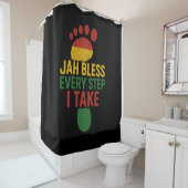 Jah Bless Every Step I take Rasta Douchegordijn (In situ)