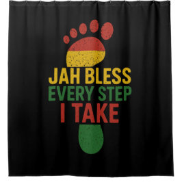 Jah Bless Every Step I take Rasta Douchegordijn
