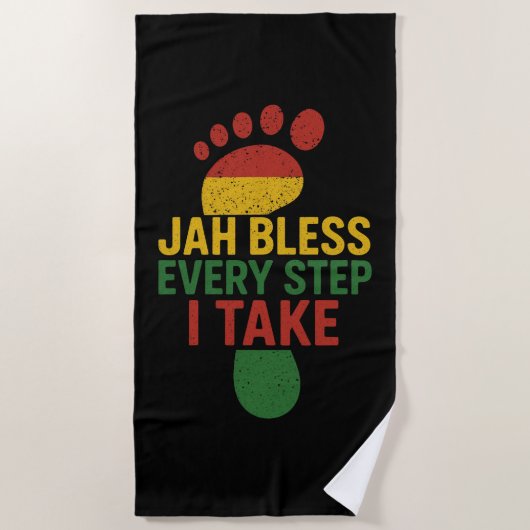 Jah Bless Every Step I take Rasta Strandlaken (Voorkant)