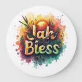 Jah Bless Reggae Watercolor Grote Klok (Voorkant)