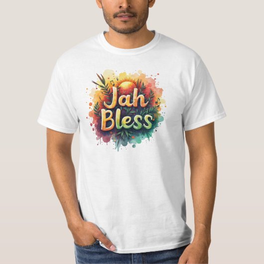 Jah Bless Reggae Watercolor Men’s Value T-Shirt (Voorkant)