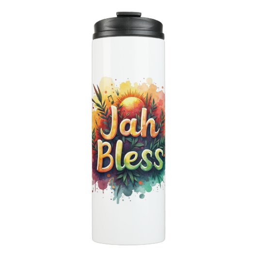 Jah Bless Reggae Watercolor Portable Thermal Bottl Thermosbeker (Voorkant)