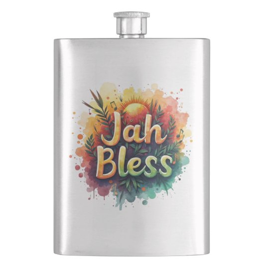 Jah Bless Reggae Watercolor Stainless Steel Flask Flacon (Voorkant)