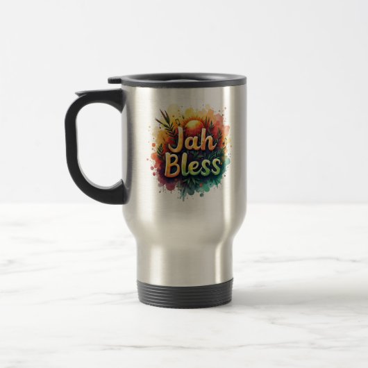 Jah Bless Reggae Watercolor Stainless Steel Travel Reisbeker (Links)
