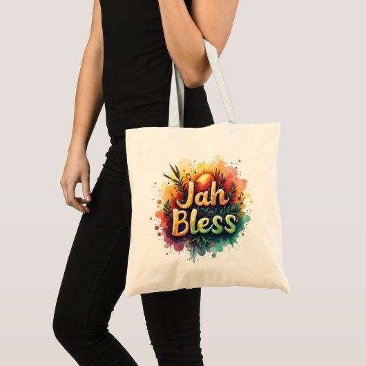 Jah Bless Reggae Watercolor Tote Bag (Voorkant (product))
