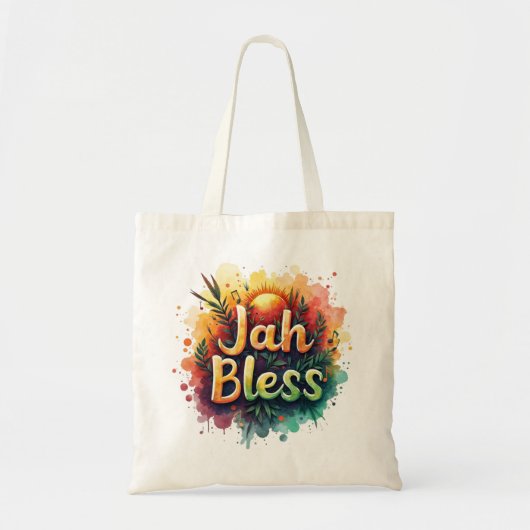 Jah Bless Reggae Watercolor Tote Bag (Voorkant)