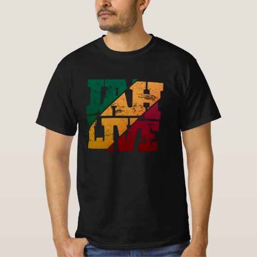 Jah Live Rasta Kleuren Verdrietige Reggae T-shirt (Voorkant)