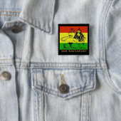 Jah Rastafari Badge Vierkante Button 5,1 Cm (In situ)