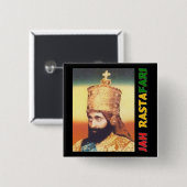 Jah Rastafari Badge Vierkante Button 5,1 Cm (Voorkant /achterkant)