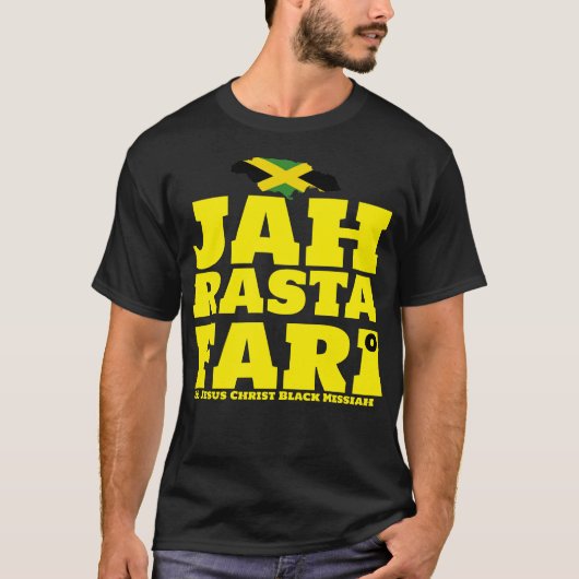 JAH RASTAFARI & BLACK MESSIAH Basic Donker T-shirt (Voorkant)
